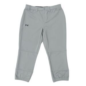 Under Armour Baseball Pants Mens Medium Gray Snap Short Tapered Performance